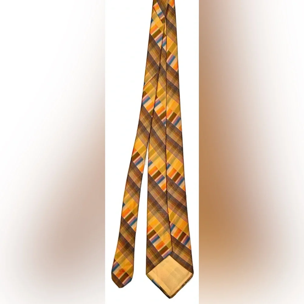 VIBRANT GEOMETRIC TIE MENS NECKTIE DESIGN VINTAGE 4.25 x 56.5 in